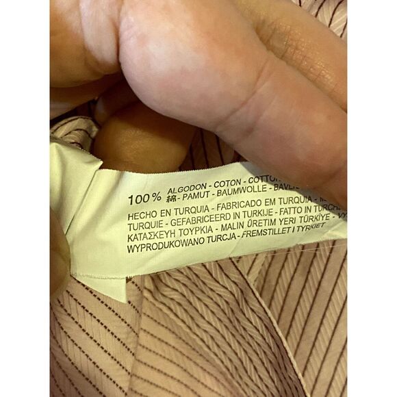 Zara Man US 17 Dress Shirt Mens Button Down Long Sleeve Collar Pink Red Stripe - Picture 12 of 13